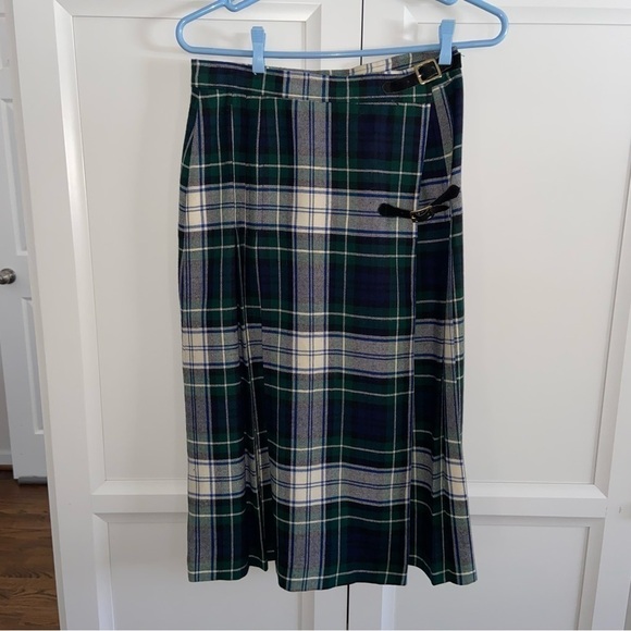Austin Hill plaid wool vintage skirt with leather buckles Size 12 - Picture 1 of 10